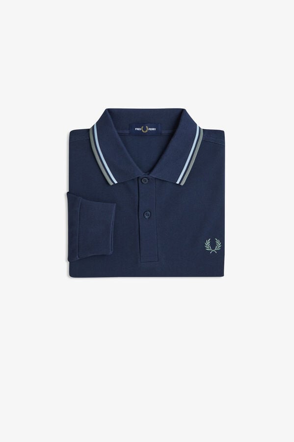 Fred Perry Polo de hombre de piqu&eacute; de manga larga Azul marino