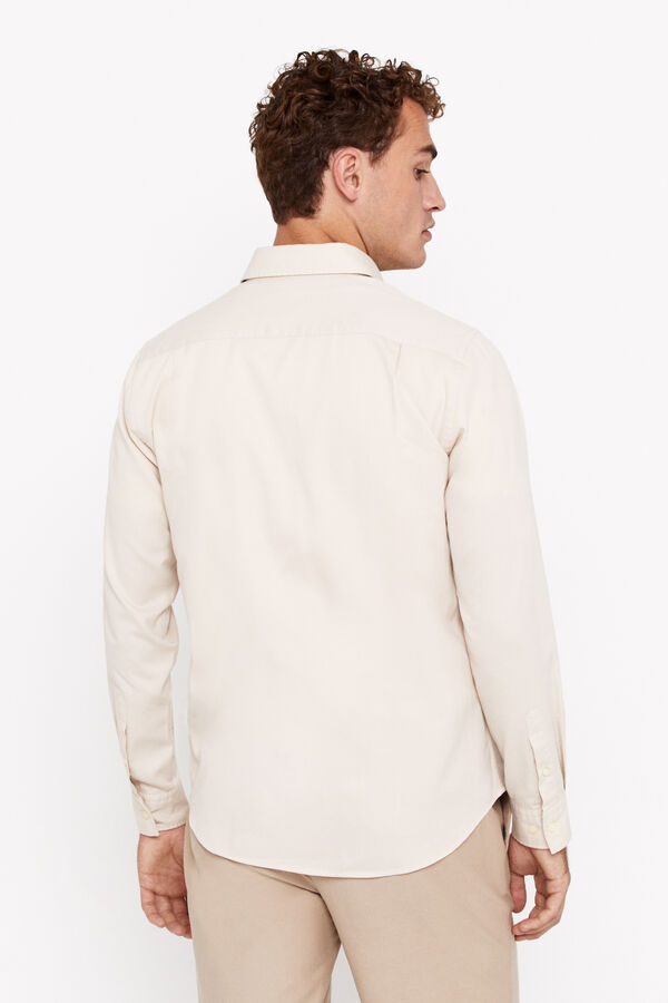 Cortefiel Camisa twill lisa Beige