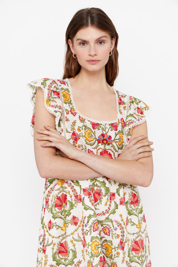 Cortefiel Vestido estampagem floral Multicolorido