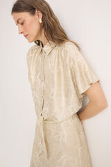 Cortefiel Camisa laminada con nudo Amarillo