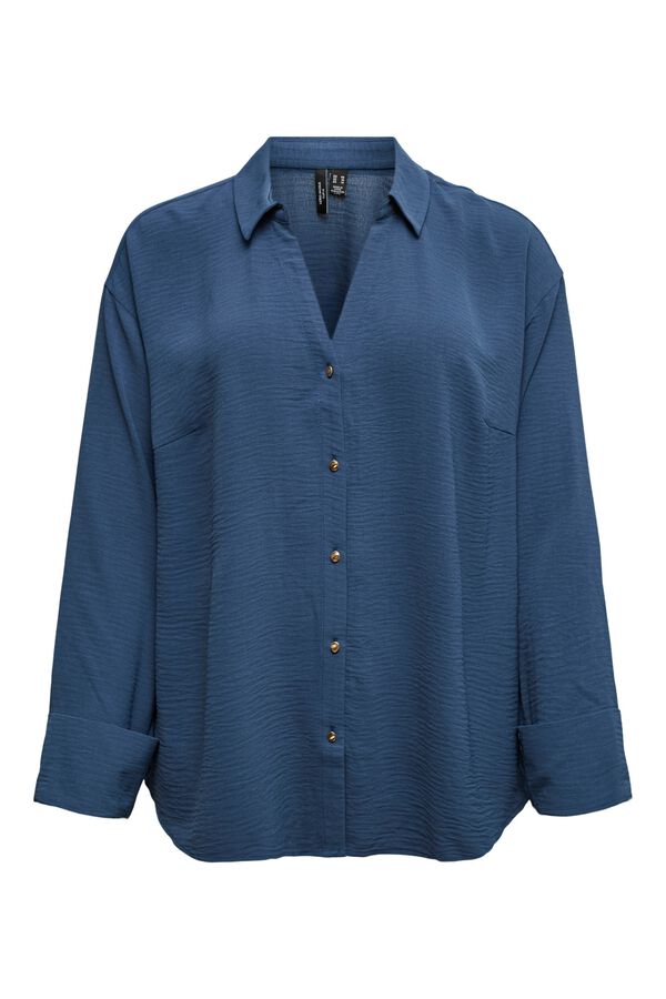 Vero Moda Curve Camisa de manga larga talla grande Azul marino