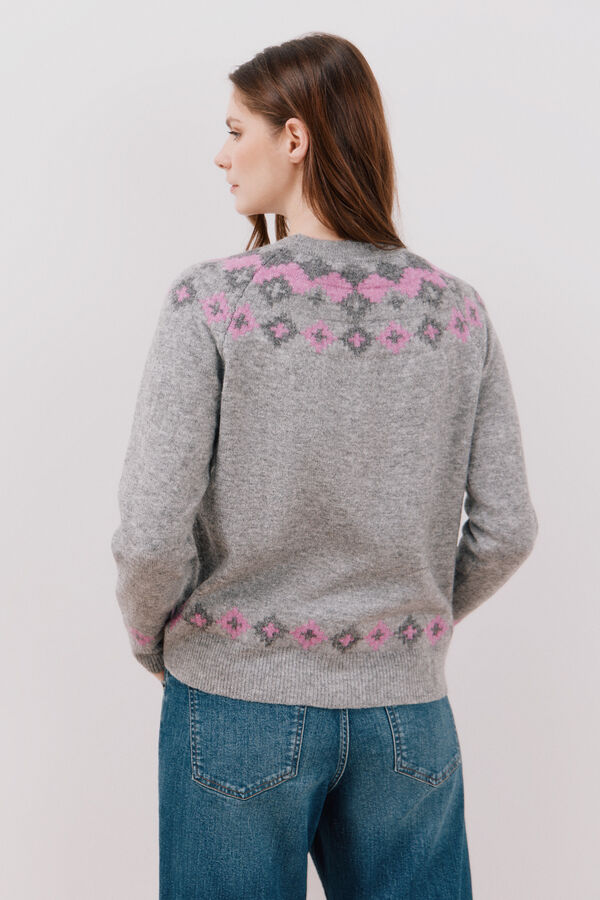 Cortefiel Su&eacute;ter com bordados posicionados Cinzento