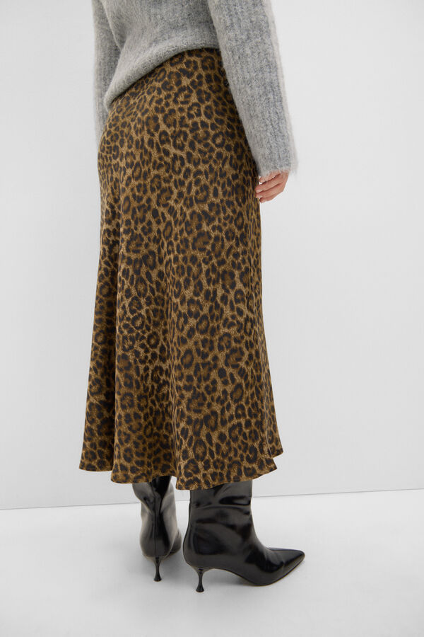 Cortefiel Falda midi satinada Multicolor