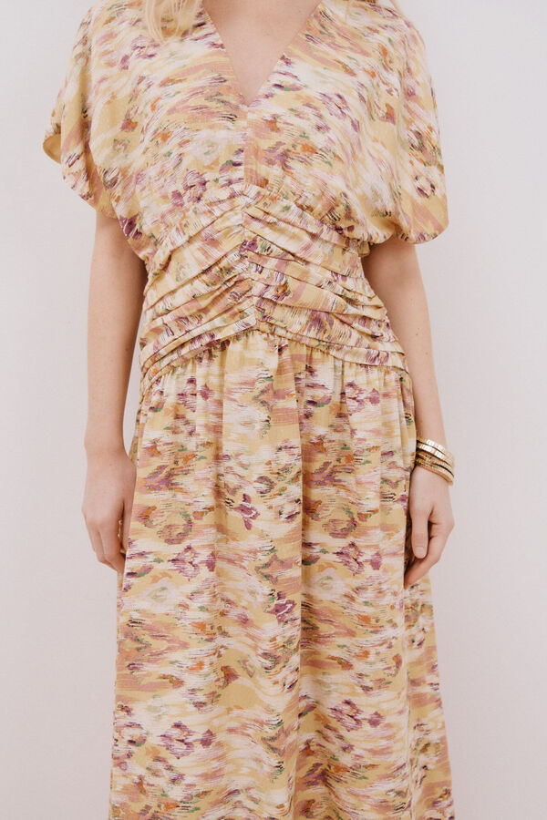 Cortefiel Vestido midi drapeado Multicolorido
