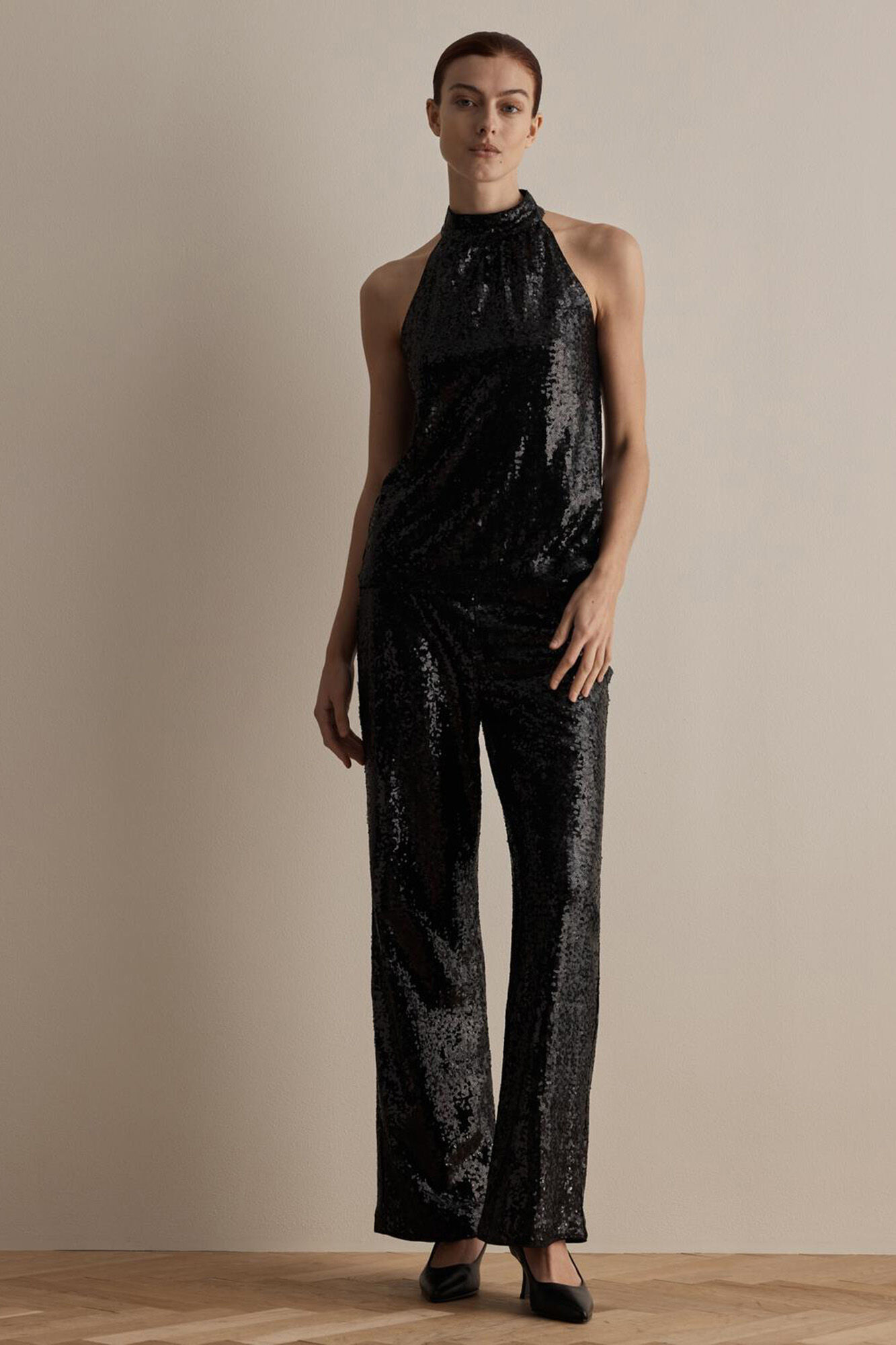 Selected Femme Pantalones rectos de fiesta con lentejuelas confeccionado con materiales reciclados