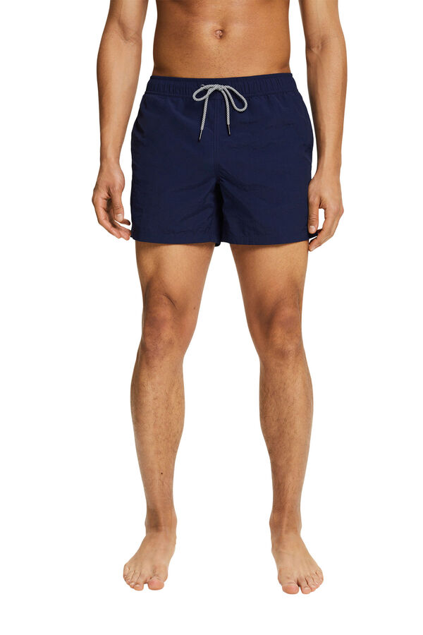 Esprit Fato de banho bermuda liso monocolor com material reciclado Azul