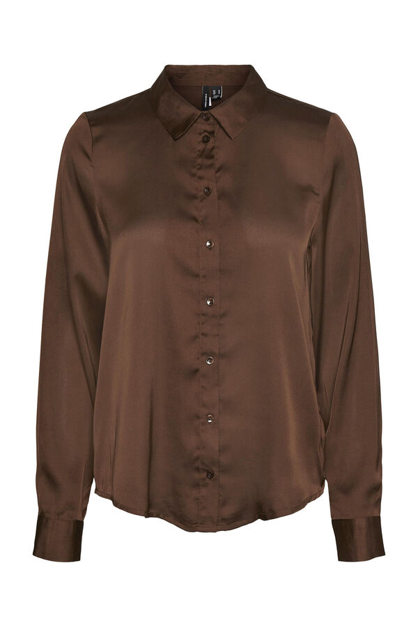 Vero Moda Camisa b&aacute;sica de mujer manga larga Castanho