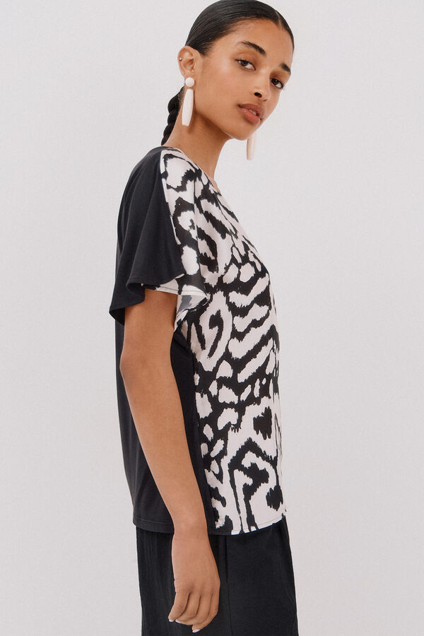 Cortefiel Top combinado estampado Estampado blanco