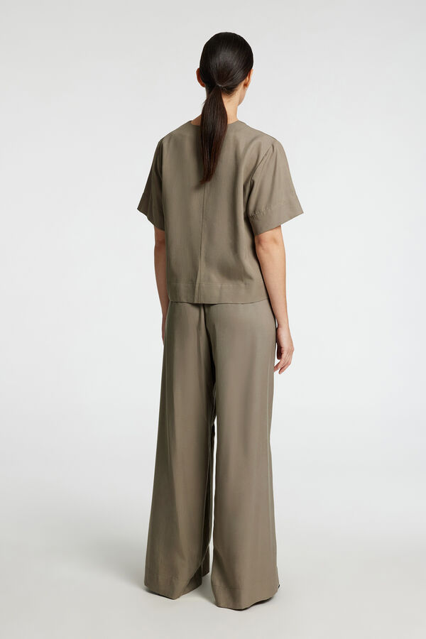 Selected Femme Top de manga curta com laços Cinzento