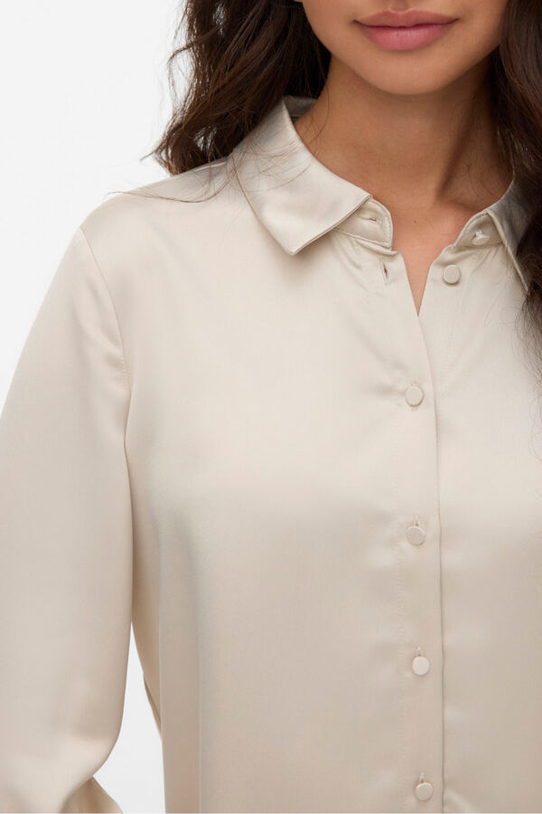 Vero Moda Camisa de cetim lisa Tostado