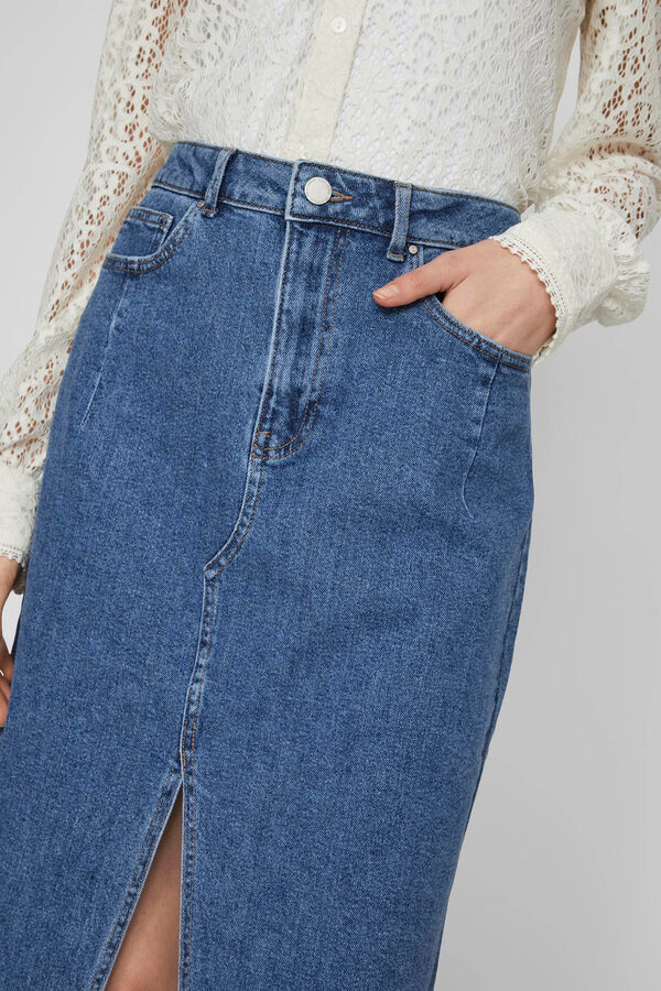 Vila Falda denim de algod&oacute;n Azul