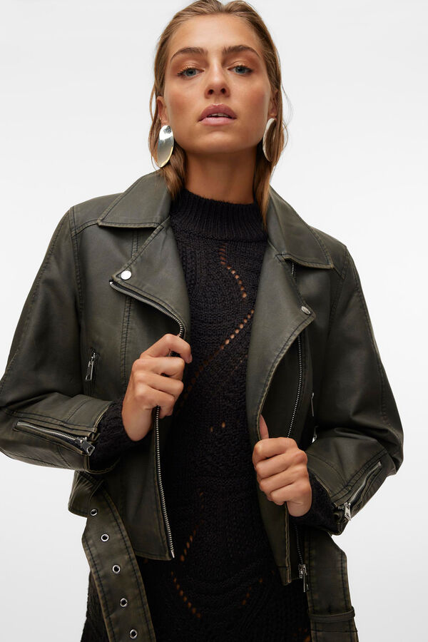 Vero Moda Cazadora efecto piel Marr&oacute;n