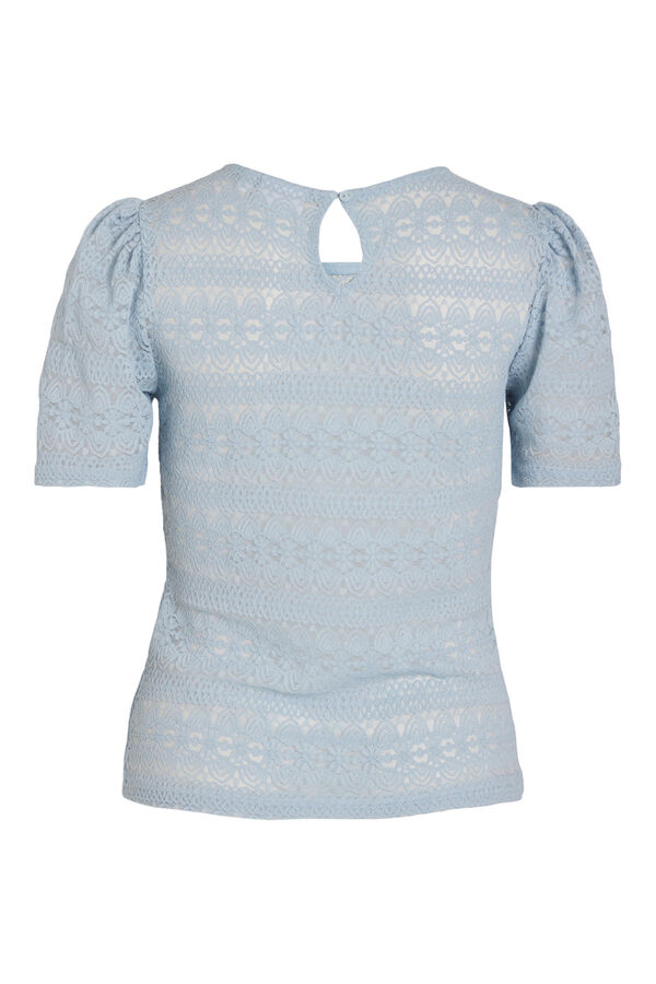 Vila Blusa de renda de manga curta Azul