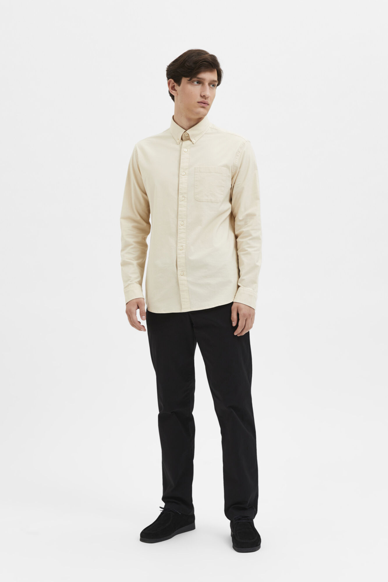 Selected Camisa de manga comprida com bolso 100% algod&atilde;o