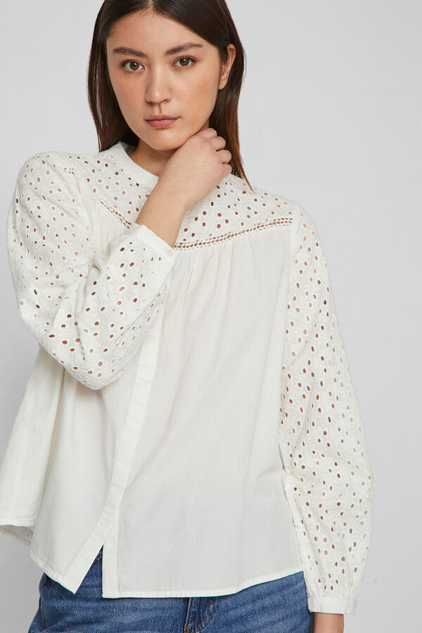 Vila Camisa de manga comprida com renda Cinzento