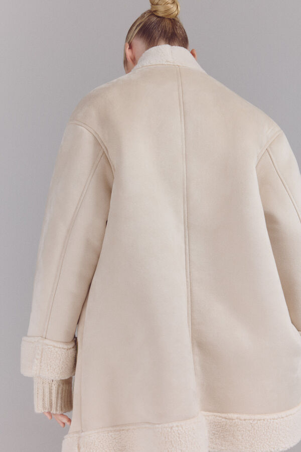 Slowlove bordado Sobretudo dupla face Ecru