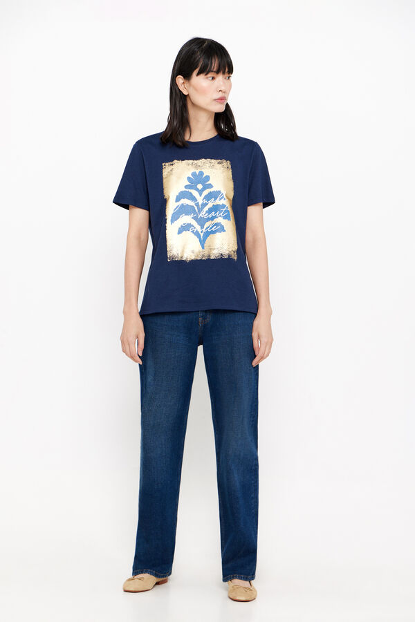 Cortefiel T-shirt estampado floral Azul