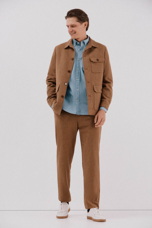 Cortefiel Camisa jeans com bolso Azul