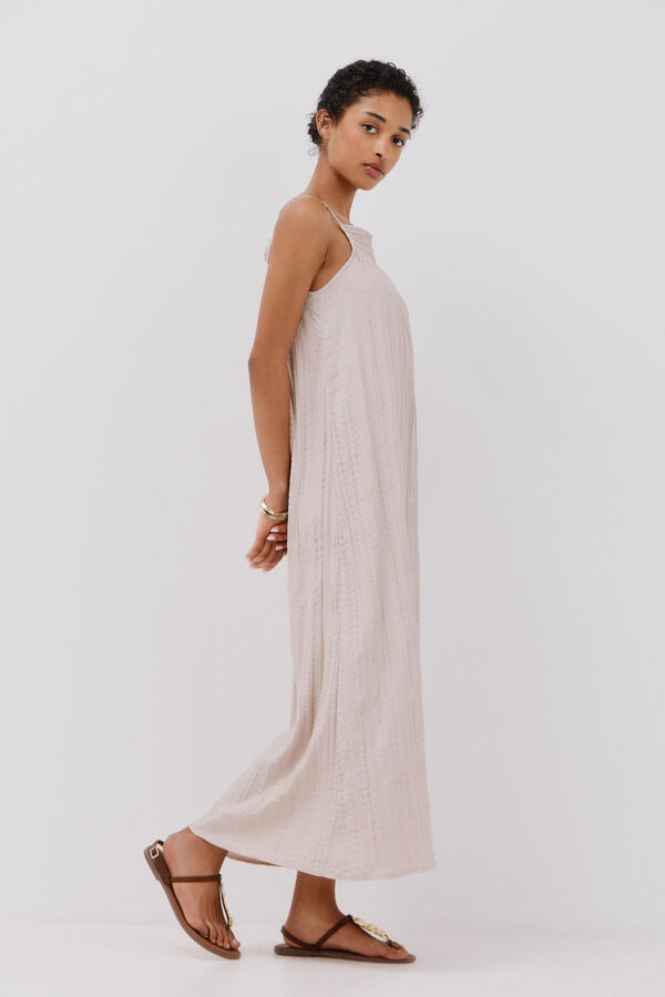 Cortefiel Vestido halter satinado Blanco