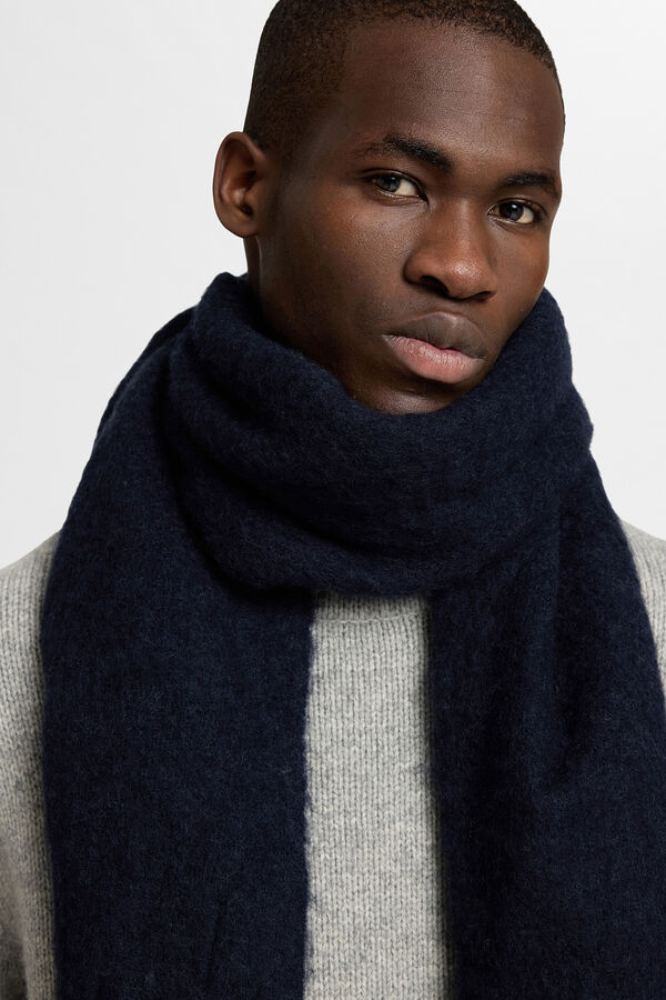 Selected Bufanda confeccionada con lana. Azul marino