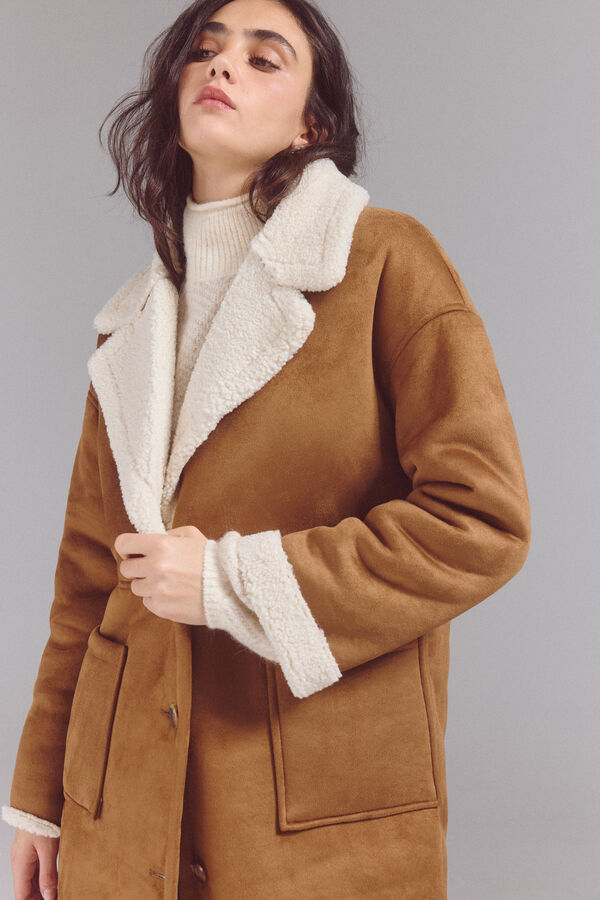 Slowlove Sobretudo dupla face Castanho