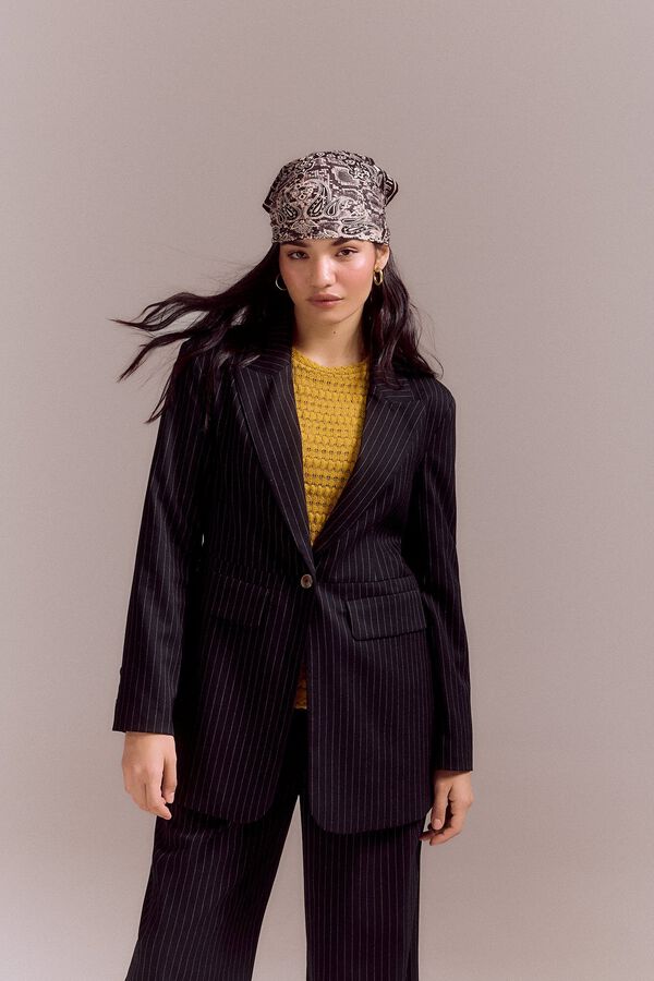 Slowlove Blazer risca de giz Preto