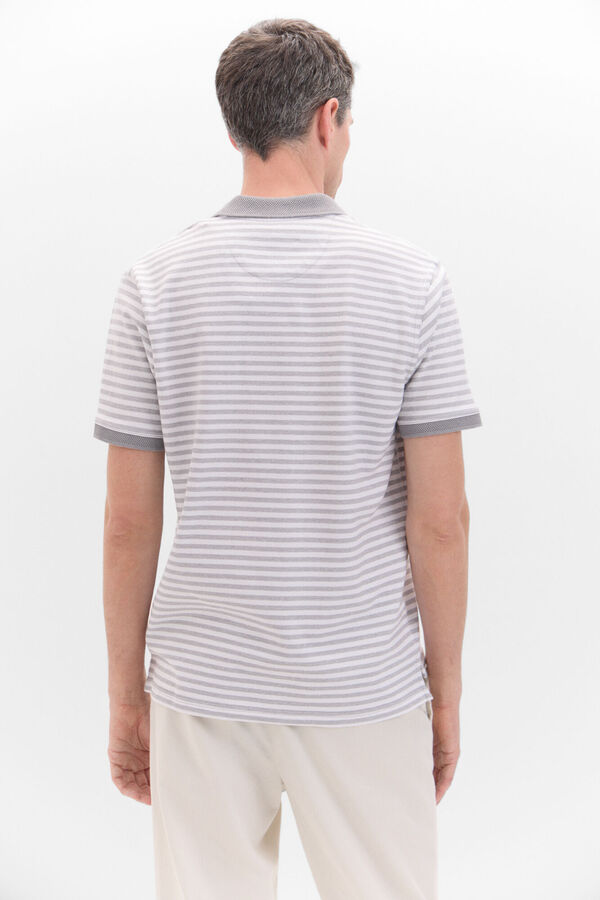 Cortefiel Polo oxford de riscas gola contraste Cinzento