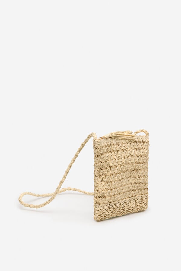 Cortefiel Mala de tiracolo entran&ccedil;ada Castanho