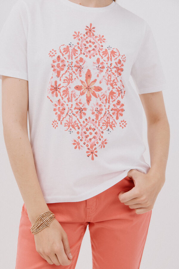 Cortefiel Camiseta com estampado posicional Branco