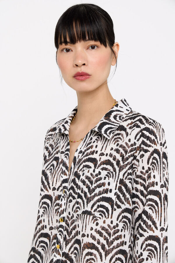 Cortefiel Caft&aacute;n t&uacute;nica estampado Estampado blanco