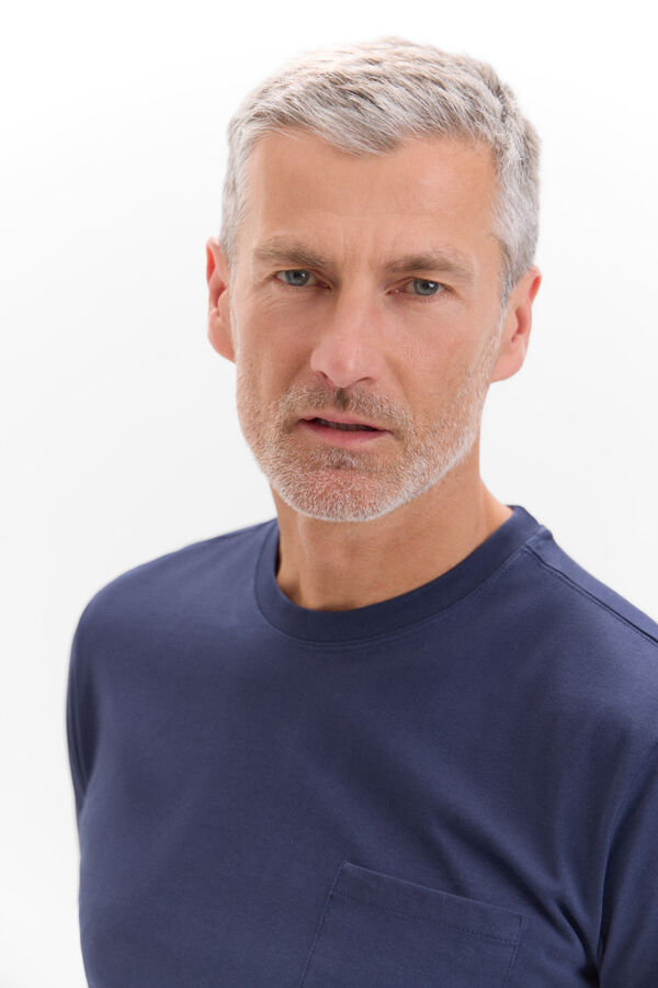 Cortefiel Camiseta basica bolsillo Azul marino