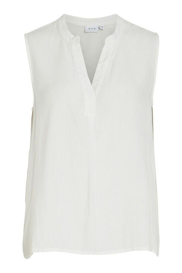Vila Blusa de viscose mangas com gola mao Branco