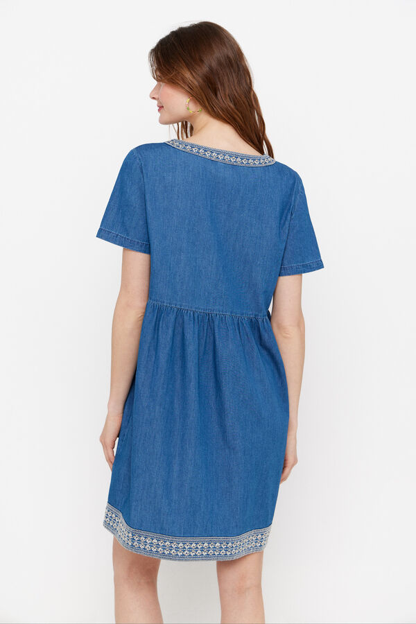 Cortefiel Vestido vaquero tipo t&uacute;nica Azul