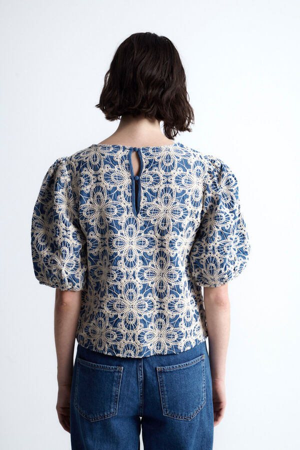 Object Top piqu&eacute; bordado Azul