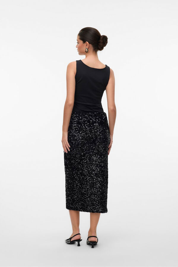 Vero Moda Falda midi lentejuelas Negro