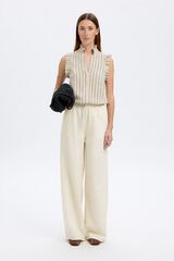 Selected Blusa sin mangas y volantes Beige