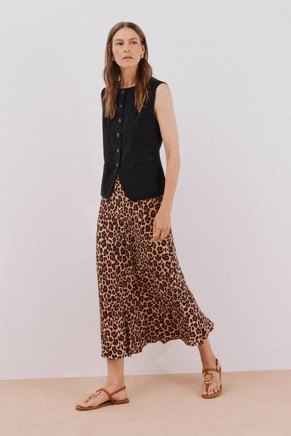 Cortefiel Falda capa estampada Estampado beige