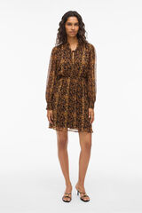 Vila Vestido curto de chiffon estampado Castanho