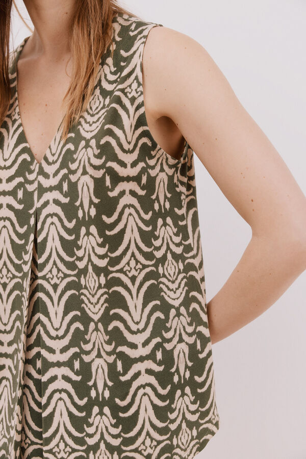 Cortefiel Top dobr&aacute;vel longo Verde