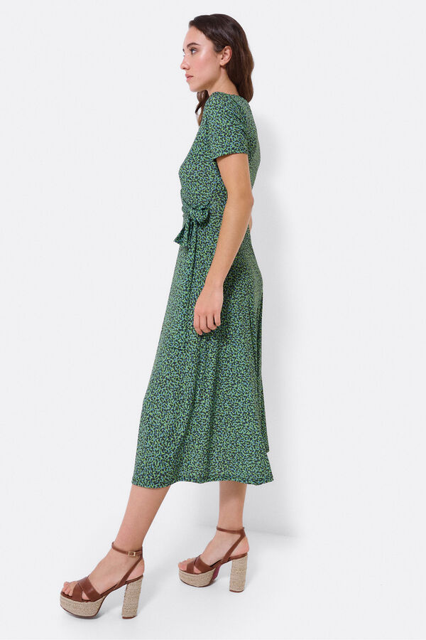 Cupl&eacute; Vestido de malha de manga curta com n&oacute; &agrave; frente Verde