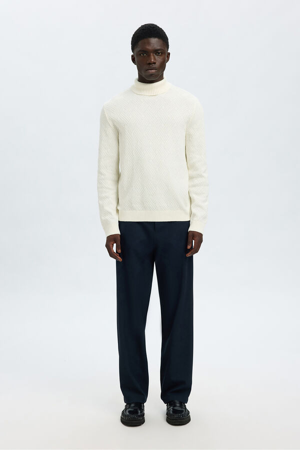 Selected Camisola estruturado de gola alta 100% algod&atilde;o org&acirc;nico  Branco