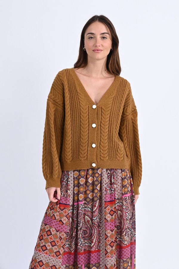 Molly Bracken Cardigan de manga comprida em malha mesclada Tostado