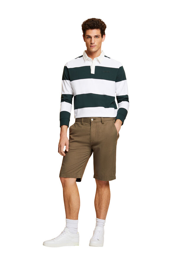 Esprit Bermuda lisa regular fit con lino Marr&oacute;n