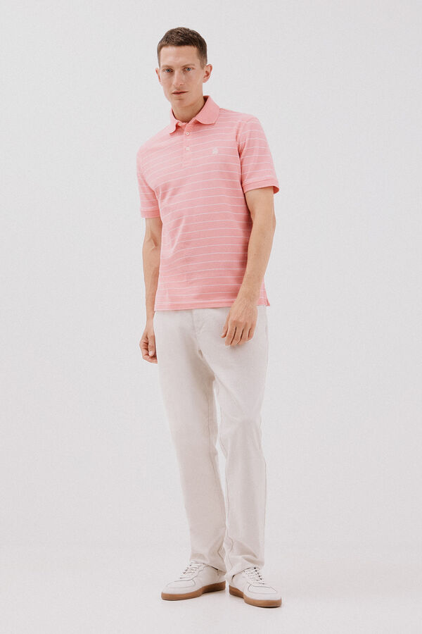 Cortefiel Polo piqu&eacute; rayas Coral