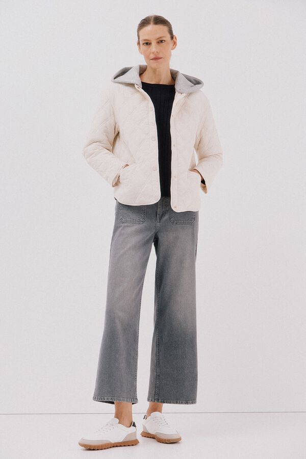 Cortefiel sweatshirt curto com capuz Ecru