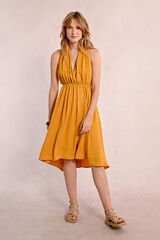 Molly Bracken Vestido curto com decote halter Dourado