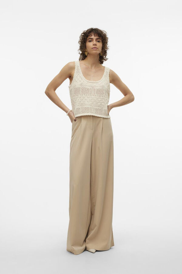 Vero Moda Top de malha detalhes rendilhados  Cinzento