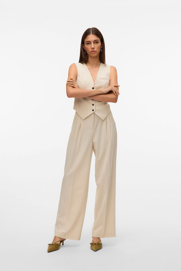 Vero Moda Pantal&oacute;n ancho de rayas Gris