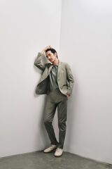 OOTO calças chino formais de algodão Verde