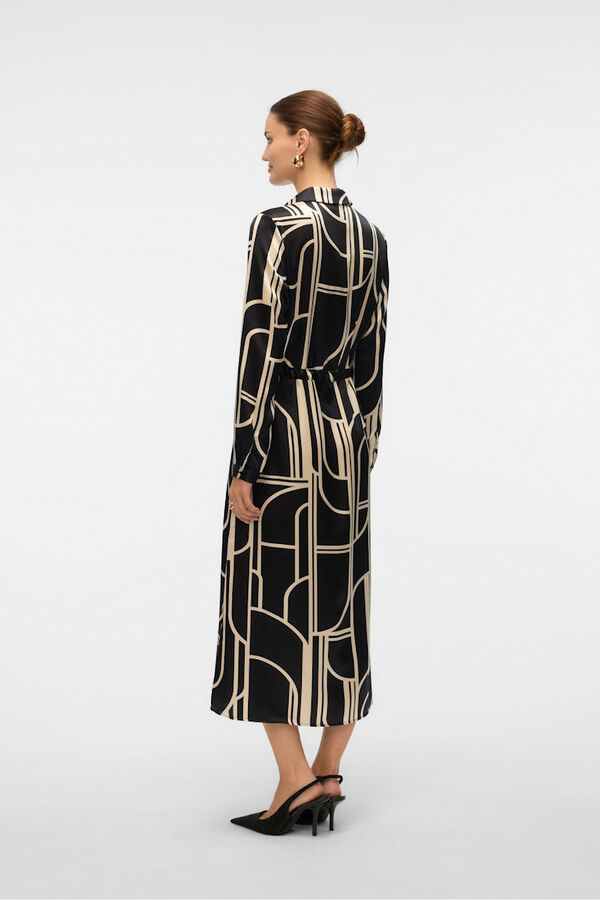 Vero Moda Vestido 7/8 camisero satinado Negro